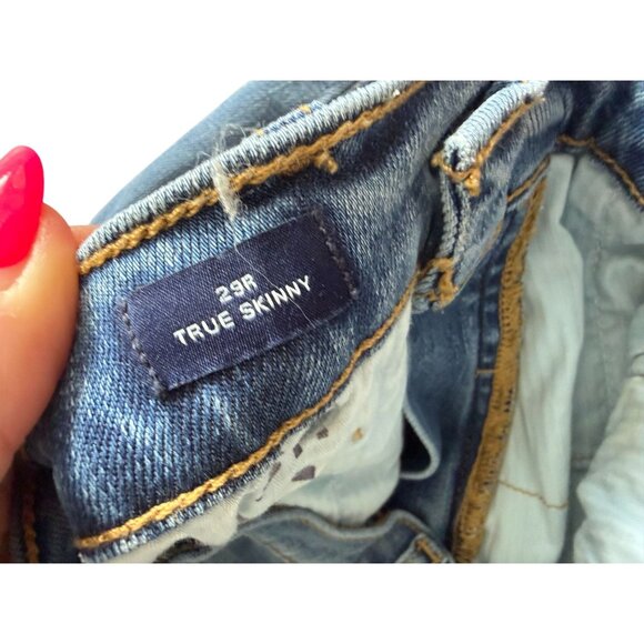 GAP Denim True Skinny Distressed Blue Jeans Size 29 - Picture 3 of 7